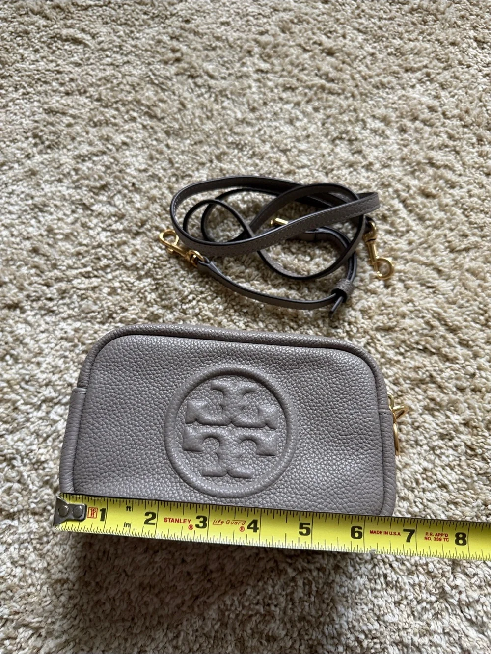 Tory Burch Perry Bombe Mini Crossbody Bag in Gray Heron